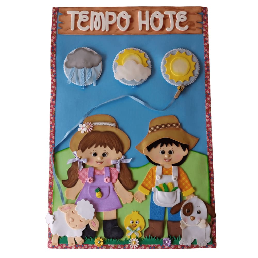 Kit Sala de Aula Fazendinha - Cartaz Tempo Hoje A2