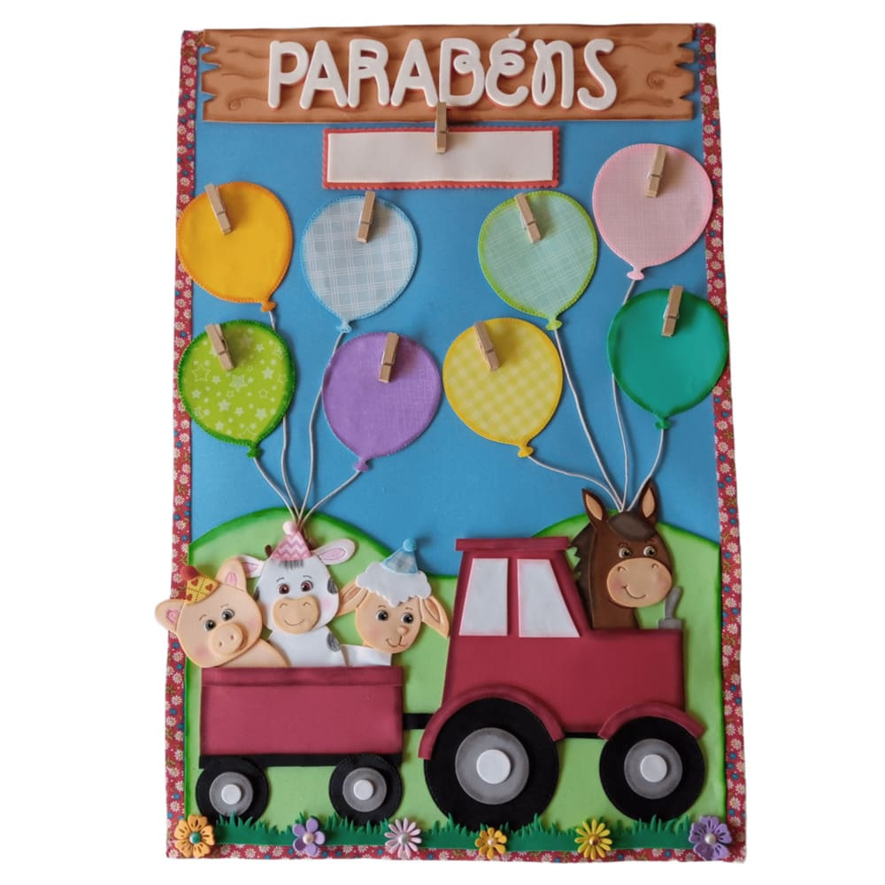 Kit Sala de Aula Fazendinha - Cartaz Parabéns A2